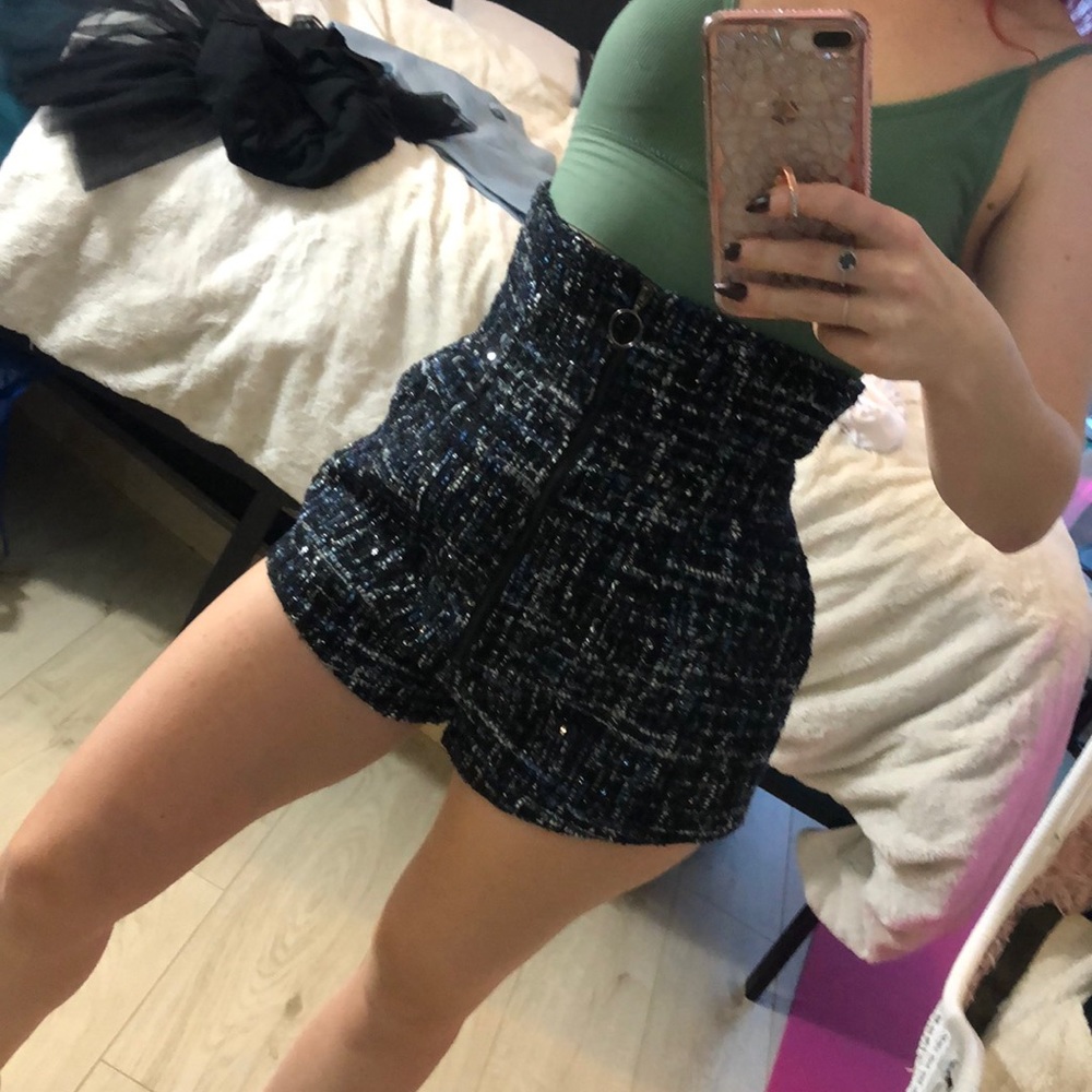 Ultra high waist dressy tweed shorts